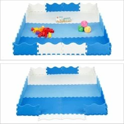 Relaxdays Speelmat Met Rand - Foam - 30-delig - Puzzelmat - Speeltegels Kinderen - Baby - Blauw -Exporteren speelkleden winkel 550x550 692