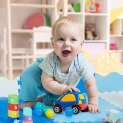 Relaxdays Speelmat Met Rand - Foam - 30-delig - Puzzelmat - Speeltegels Kinderen - Baby - Blauw -Exporteren speelkleden winkel 550x550 697