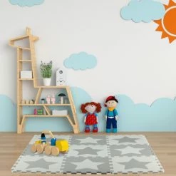 Relaxdays Puzzelmat Sterren - Babymat - Speelmat - Speeltegels - Lichtgrijs Kindermat -Exporteren speelkleden winkel 550x550 703