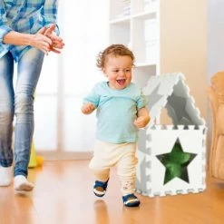 Relaxdays Puzzelmat Sterren - Babymat - Speelmat - Speeltegels - Lichtgrijs Kindermat -Exporteren speelkleden winkel 550x550 706