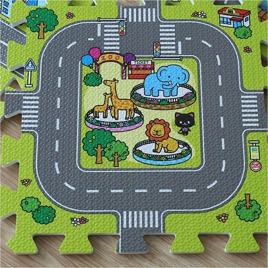 Buxibo Kinder Speelmat - Straten Puzzelmat - 9-delig Speel Kleed Met Wegen, Straten En Gebouwen - Educatief Speel Kleed Voor Baby/Peuters/Kinderen Vanaf 0 Jaar - 90x90 Cm 11 Buxibo Kinder Speelmat - Straten Puzzelmat - 9-delig Speel Kleed Met Wegen, Straten En Gebouwen - Educatief Speel Kleed Voor Baby/Peuters/Kinderen Vanaf 0 Jaar - 90x90 Cm - Afbeelding 9