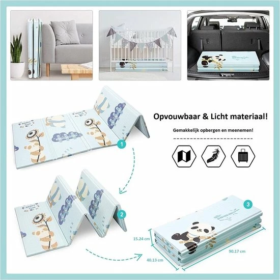 ADSafety - Foam Speelmat Baby/Peuter/Kind - Opvouwbaar Speelkleed/Vloerkleed - Dubbelzijdig Educatief Speeltapijt - 1CM Dik - Panda & Hert 9 ADSafety - Foam Speelmat Baby/Peuter/Kind - Opvouwbaar Speelkleed/Vloerkleed - Dubbelzijdig Educatief Speeltapijt - 1CM Dik - Panda & Hert - Afbeelding 7
