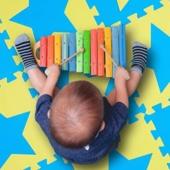 Relaxdays Speelmat Foam Sterren - Puzzelmat - Kinderen - Speelkleed - Vloermat Eva Schuim - Blauw-geel -Exporteren speelkleden winkel 550x550 795