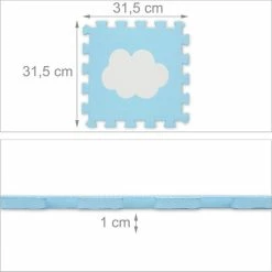 Relaxdays 18-delige Speelmat Foam - Wolk - Speeltegels - Puzzelmat - Puzzeltegels Kinderen - Wit-blauw -Exporteren speelkleden winkel 550x550 827