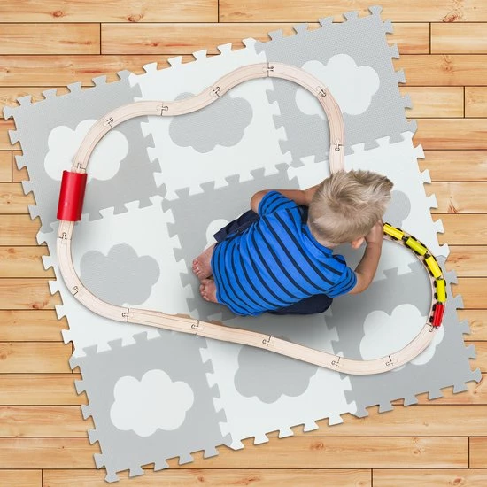 Relaxdays 18-delige Speelmat Foam - Wolk - Speeltegels - Puzzelmat - Puzzeltegels Kinderen - Wit-grijs 10 Relaxdays 18-delige Speelmat Foam - Wolk - Speeltegels - Puzzelmat - Puzzeltegels Kinderen - Wit-grijs - Afbeelding 8