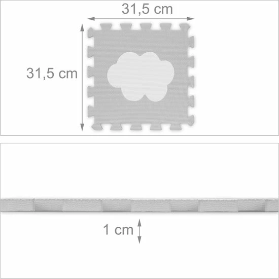 Relaxdays 18-delige Speelmat Foam - Wolk - Speeltegels - Puzzelmat - Puzzeltegels Kinderen - Wit-grijs 13 Relaxdays 18-delige Speelmat Foam - Wolk - Speeltegels - Puzzelmat - Puzzeltegels Kinderen - Wit-grijs - Afbeelding 11