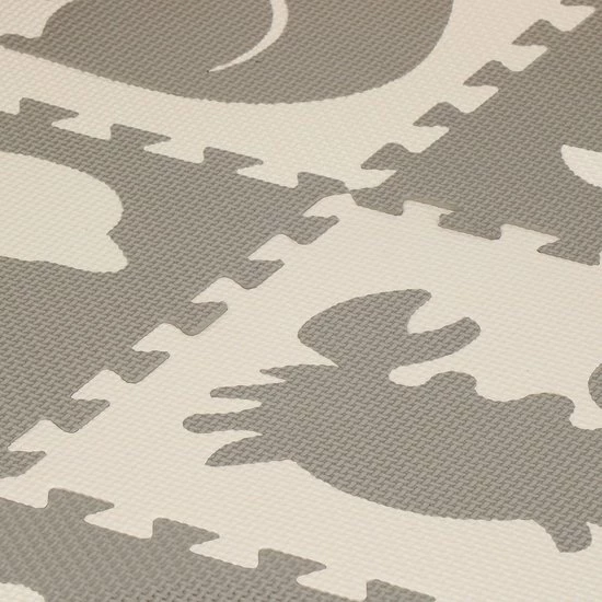 Springos Speelmat | Speelmat Foam | Puzzelmat | Figuren | Dieren | 9 Puzzelstukken | 120 X 120 Cm | Creme/Grijs 6 Springos Speelmat | Speelmat Foam | Puzzelmat | Figuren | Dieren | 9 Puzzelstukken | 120 X 120 Cm | Creme/Grijs - Afbeelding 4