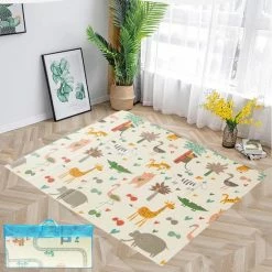 Merkloos SCHEFMAN® Baby Speelmat – Dubbelzijdig Speelkleed – Opvouwbaar – Foam – Antislip En Waterafstotend - 180x160x1 Cm - Bos Dieren En Track Park -Exporteren speelkleden winkel 550x550 965