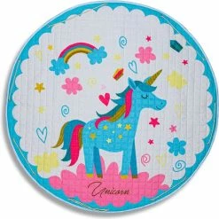 By Baboo Baby Cadeau Meisje - Vloerkleed Baby - Unicorn - Kinder Kleurtjes - Speelmat Kinderkamer - Kindertapijt - Speelkleed Meisje - Roze - Blauw - Wit