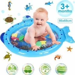 Jeteven Baby Water Speelkleden - Water Speelmat - Watermat Voor Baby's -BPA-vrij - Opblaasbaar Waterspeelgoed - Babygym Speelmat - Voor Baby Sensorische Ontwikkeling - Blauw