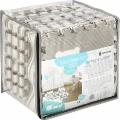 Springos Speelmat | Speelmat Foam | Puzzelmat | Figuren | Dieren | 16 Puzzelstukken | 150 X 150 Cm | Creme/Grijs -Exporteren speelkleden winkel 550x554 12