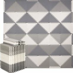 Springos Speelmat | Speelmat Foam | Puzzelmat | 72 Puzzelstukken | 182 X 182 Cm | Grijs/Wit/Grafiet -Exporteren speelkleden winkel 550x555 5