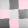 Kindertoys Foammat - 9 Stuks - Grijs/Roze - Speelkleed Baby -Baby Foam Puzzelmat - 180 X 180 Cm