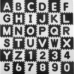 Kindertoys Puzzelmat Letters En Cijfers - Speelkleed Baby - 36 Stuks - Baby Foam Speelmat - Zwart/Wit