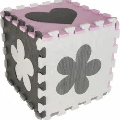 Iso Trade Speelmat - Puzzelmat - 36 Delig - Foam - XXL - Met Randen - Opzetrand - Speelbox - Roze / Grijs / Zwart / Wit - Voor Kinderen - Leerzaam - Grond Puzzel - Kerst / Sinterklaas Cadeau -Exporteren speelkleden winkel 550x558