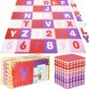 Springos Speelmat | Speelmat Foam | Puzzelmat | 36 Stukken | Letters & Cijfers | 175 X 175 Cm | Roze/Rood/Paars/Wit
