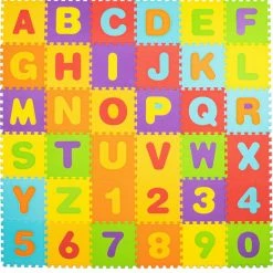 Springos Speelmat | Speelmat Foam | Puzzelmat | 36 Stukken | Letters & Cijfers | 172 X 172 Cm | Multicolor -Exporteren speelkleden winkel 550x559 2