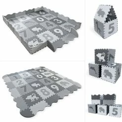 Gino Bambino Play+ Speelmat Foam - Binnen & Buiten – Speelmat Baby – Puzzelmat - XXL - 151x151x1.5cm – Zacht, Dik & Duurzaam – Opstaande Rand – Leuk & Educatief - Multifunctioneel – Combi Dieren & Cijfers - Geschikt Voor Alle Kinderen