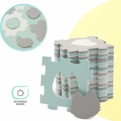 Kinderkraft Luno Shapes - Speelkleed Puzzelmat - Mint -Exporteren speelkleden winkel 550x562 10