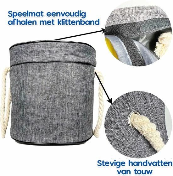 Allerion® Allerion Speelgoed Opbergdoos – Speelkleed – Voor Binnen En Buiten – Grijs En Geel – 150cm X 150cm - Inclusief Handvaten 9 Allerion® Allerion Speelgoed Opbergdoos – Speelkleed – Voor Binnen En Buiten – Grijs En Geel – 150cm X 150cm - Inclusief Handvaten - Afbeelding 7