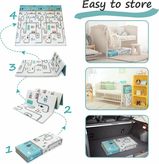 IKIDO Speeltapijt Play Mats Voor Baby's Kinderen - Opvouwbaar - Waterdicht - Antislip - Speelkleed Cadeau Schatje - Aan Beide Kanten Te Gebruiken (200 X 180 X 1,5CM ) 6 IKIDO Speeltapijt Play Mats Voor Baby's Kinderen - Opvouwbaar - Waterdicht - Antislip - Speelkleed Cadeau Schatje - Aan Beide Kanten Te Gebruiken (200 X 180 X 1,5CM ) - Afbeelding 4