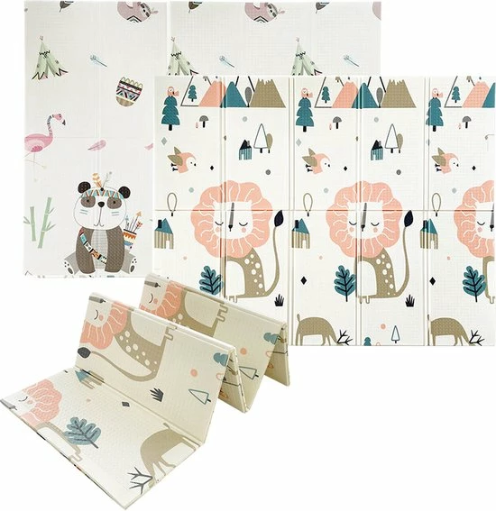 Ladanas® – OPVOUWBARE Baby Speelmat - DUBBELZIJDIG Speelkleed Incl. Opbergtas - EXTRA DIK - 180x200x1,5cm - Foam Mat - Lion/Panda 3 Ladanas® – OPVOUWBARE Baby Speelmat - DUBBELZIJDIG Speelkleed Incl. Opbergtas - EXTRA DIK - 180x200x1,5cm - Foam Mat - Lion/Panda