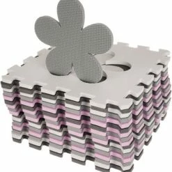 Iso Trade Speelmat - Puzzelmat - 36 Delig - Foam - XXL - Met Randen - Opzetrand - Speelbox - Roze / Grijs / Zwart / Wit - Voor Kinderen - Leerzaam - Grond Puzzel - Kerst / Sinterklaas Cadeau -Exporteren speelkleden winkel 550x572 9