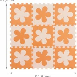 Relaxdays Speelmat Foam - Puzzelmat Baby- Puzzeltegels - Speeltegels Bloemen - Speelkleed - Oranje-geel -Exporteren speelkleden winkel 550x578 4