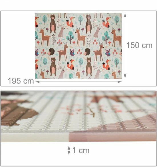 Relaxdays Opvouwbare Speelmat - Speelkleed - Dieren - Mat Kinderkamer - Kruipmat Kinderen 10 Relaxdays Opvouwbare Speelmat - Speelkleed - Dieren - Mat Kinderkamer - Kruipmat Kinderen - Afbeelding 8