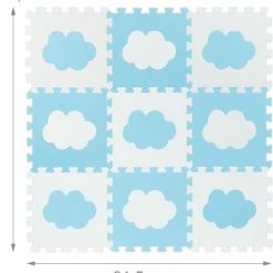 Relaxdays 18-delige Speelmat Foam - Wolk - Speeltegels - Puzzelmat - Puzzeltegels Kinderen - Wit-blauw -Exporteren speelkleden winkel 550x598