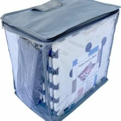 Merkloos Kroon Foam Puzzel Speelmat - 20 Speelmatten - Uitneembare Kroon - Opbergtas - Afwerkranden - Grijs - Wit - Puzzelmat 152x122x1cm -Exporteren speelkleden winkel 550x605 2