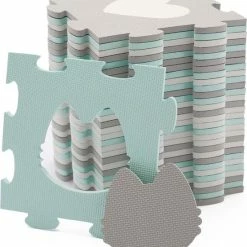 Kinderkraft Luno Shapes - Speelkleed Puzzelmat - Mint -Exporteren speelkleden winkel 550x621