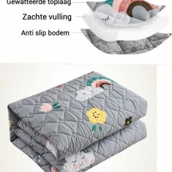 IBright XL Baby Speelkleed - Speelmat Inclusief Draagtas - Anti Slip Bodem - Wasbaar - 100% Katoen - 200x150 CM - Wolkjes Grijs -Exporteren speelkleden winkel 550x627