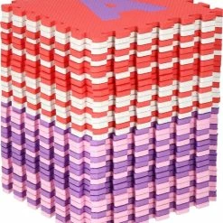 Springos Speelmat | Speelmat Foam | Puzzelmat | 36 Stukken | Letters & Cijfers | 175 X 175 Cm | Roze/Rood/Paars/Wit -Exporteren speelkleden winkel 550x632