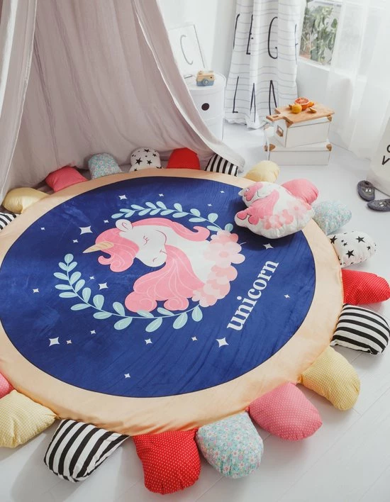 By Baboo Baby Cadeau Meisje - Vloerkleed Kinderkamer - Mooie Eenhoorn - Speelmat Met Kussentjes - Kindertapijt - Speelkleed Meisje - Oranje - Roze - Blauw 3 By Baboo Baby Cadeau Meisje - Vloerkleed Kinderkamer - Mooie Eenhoorn - Speelmat Met Kussentjes - Kindertapijt - Speelkleed Meisje - Oranje - Roze - Blauw