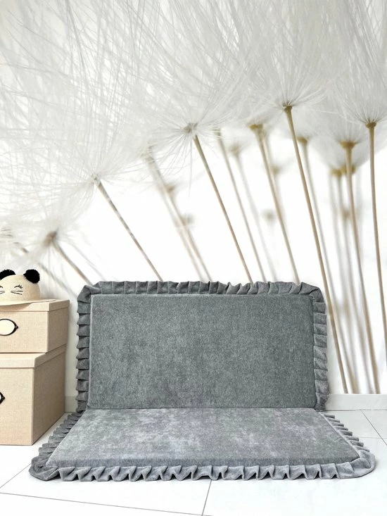 Kiddosworld Speelmat VELVET - VIERKANT - Grijs 3 Kiddosworld Speelmat VELVET - VIERKANT - Grijs