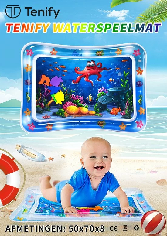 Tenify Waterspeelmat - Watermat - Speelkleed - Opblaasbaar - Tummy Time - Baby Speelgoed 0 Jaar - Kraamcadeau - Blauw 10 Tenify Waterspeelmat - Watermat - Speelkleed - Opblaasbaar - Tummy Time - Baby Speelgoed 0 Jaar - Kraamcadeau - Blauw - Afbeelding 8