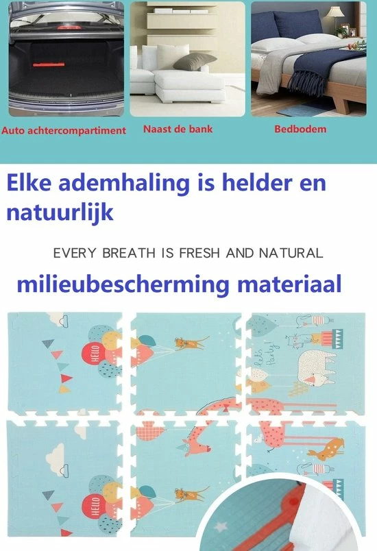 Beyo-living Speelkleed - Speelmat - Puzzelmat - Grondmat - Babykleed - Babymat - 150 X 150 Cm 6 Beyo-living Speelkleed - Speelmat - Puzzelmat - Grondmat - Babykleed - Babymat - 150 X 150 Cm - Afbeelding 4